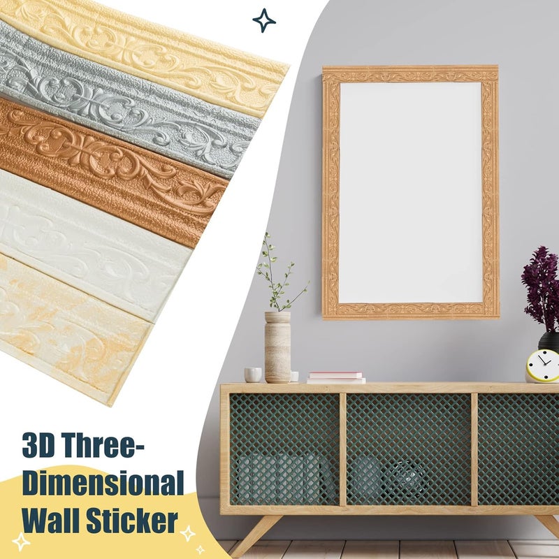 Glavatrix Flexible Foam Molding Trim, 181" x 3.1" Peel and Stick Crown Molding Wallpaper Border Self Adhesive 3D Wall Edging Lines Trim for Wall Edge, Ceilings, Countertops Home Decor (Gold) - Image 2